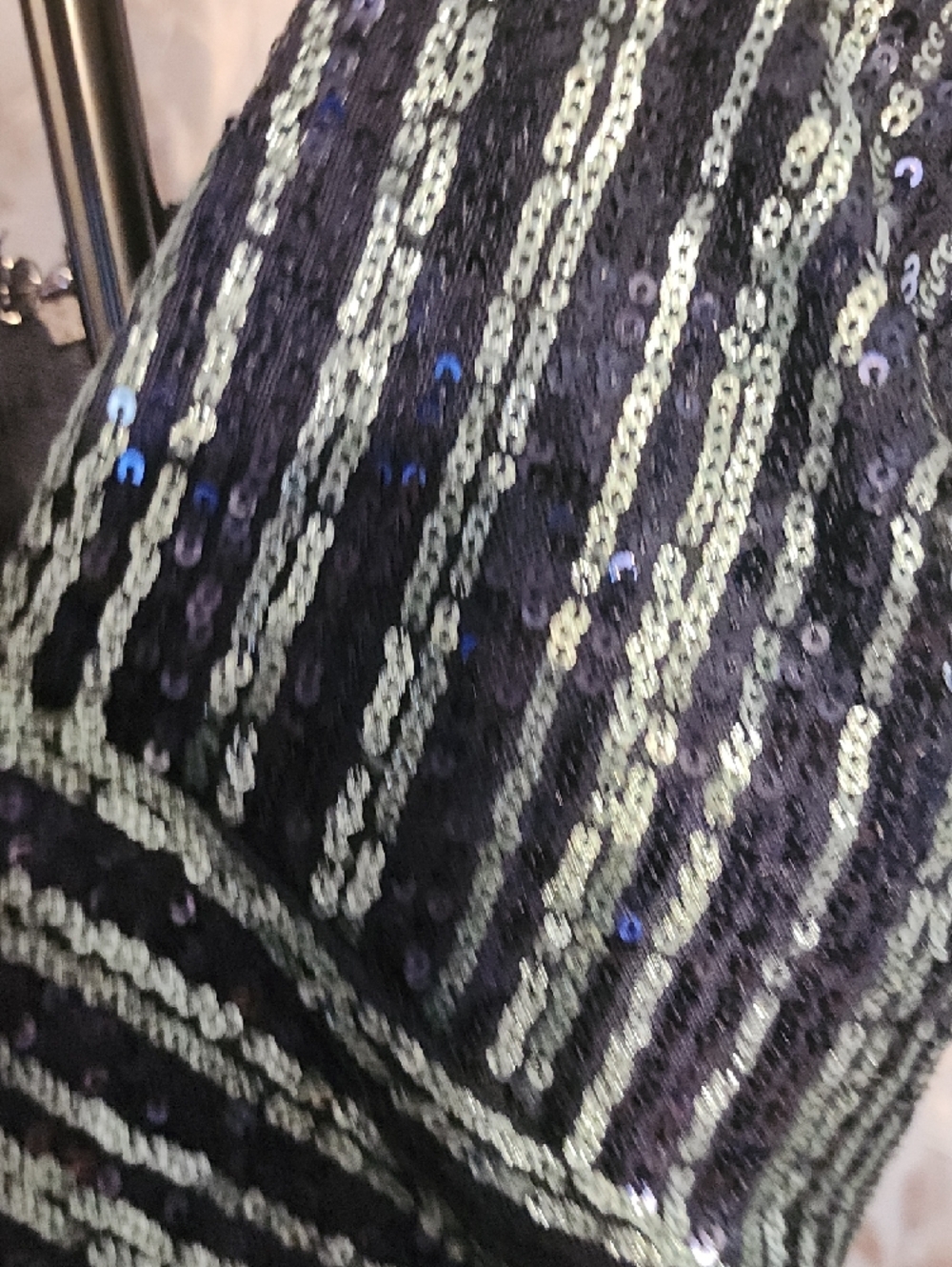 Trixxi Black Dress with Silver Sequin Stripes - Picture 3 of 4